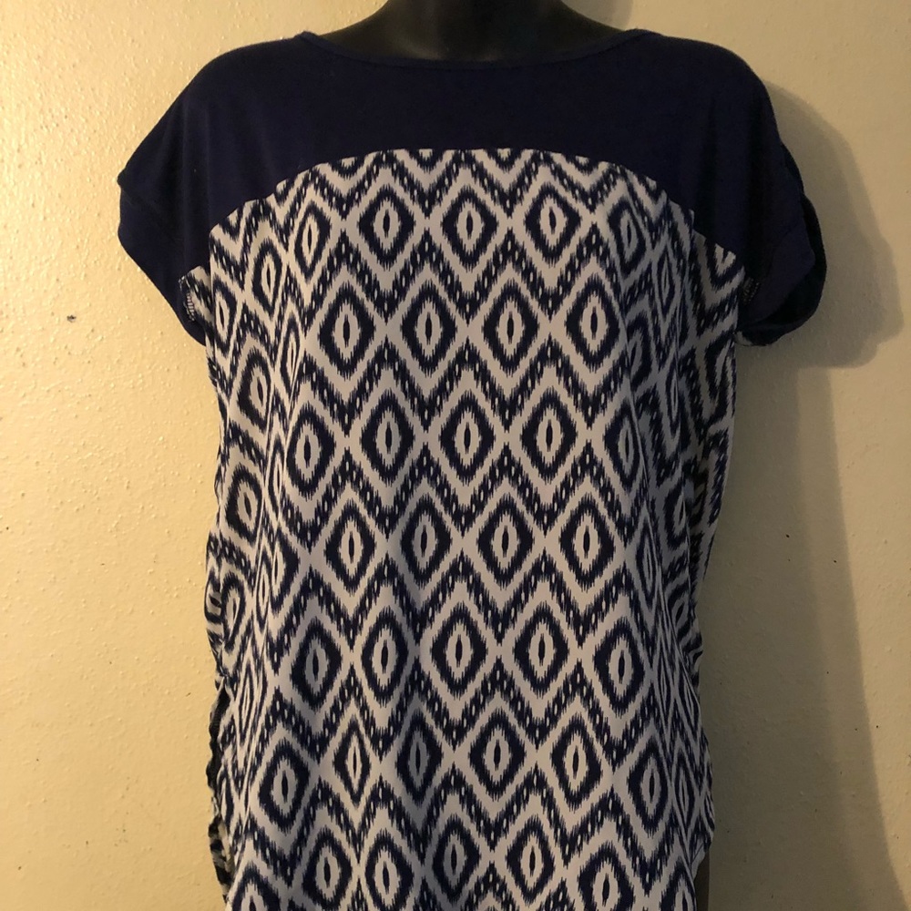 Rewind navy blue white flowy top small super cute.